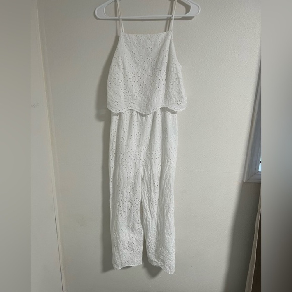 NWOT Sportsgirl White Eyelet Lace Jumpsuit Elastic Waist Size 6
